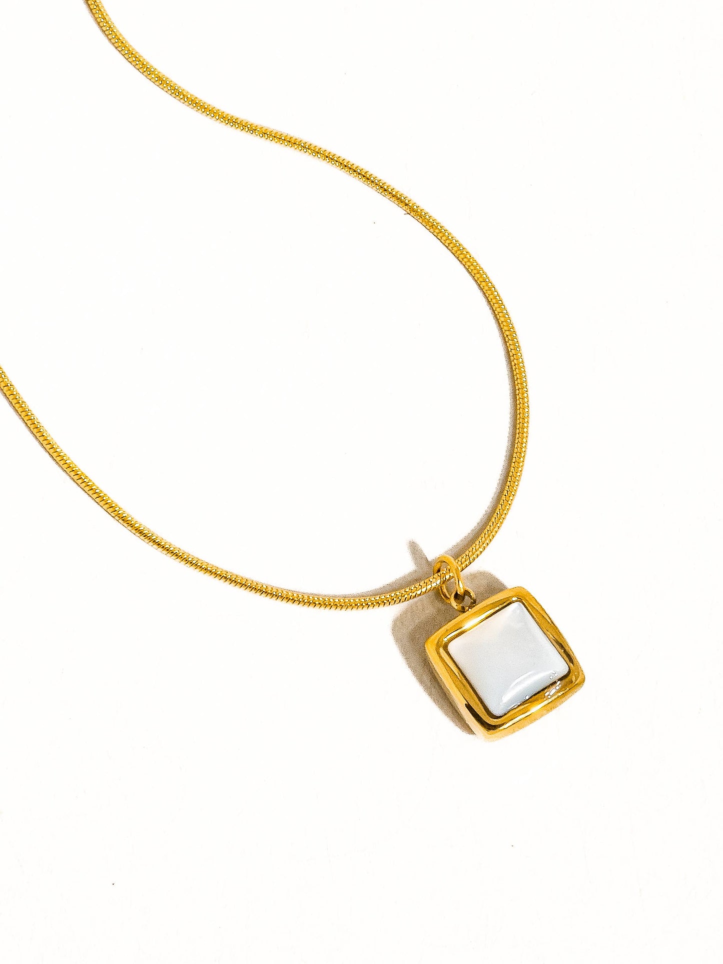 Berenice 18K Gold Non-Tarnish Square Shell Necklace