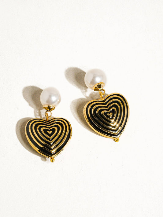 Alexandre 18K Gold Vintage Pearl Dangle Heart Earring