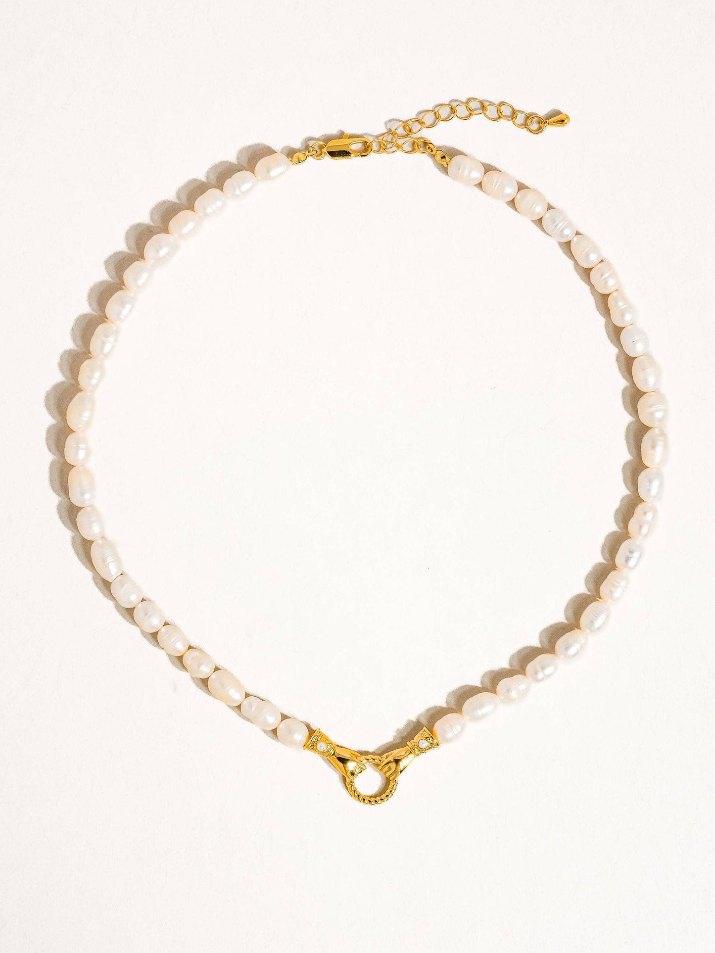 Everleigh 18K Gold Pearl Hands Hoop Necklace, Bracelet