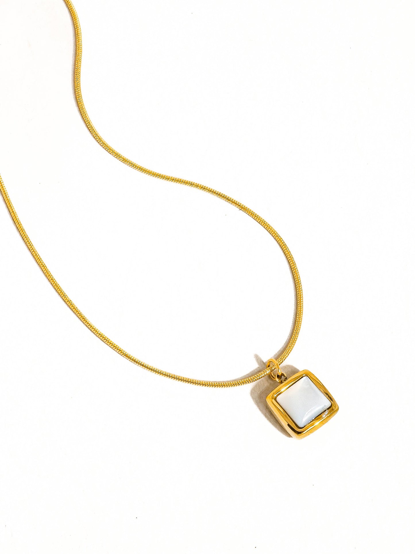 Berenice 18K Gold Non-Tarnish Square Shell Necklace