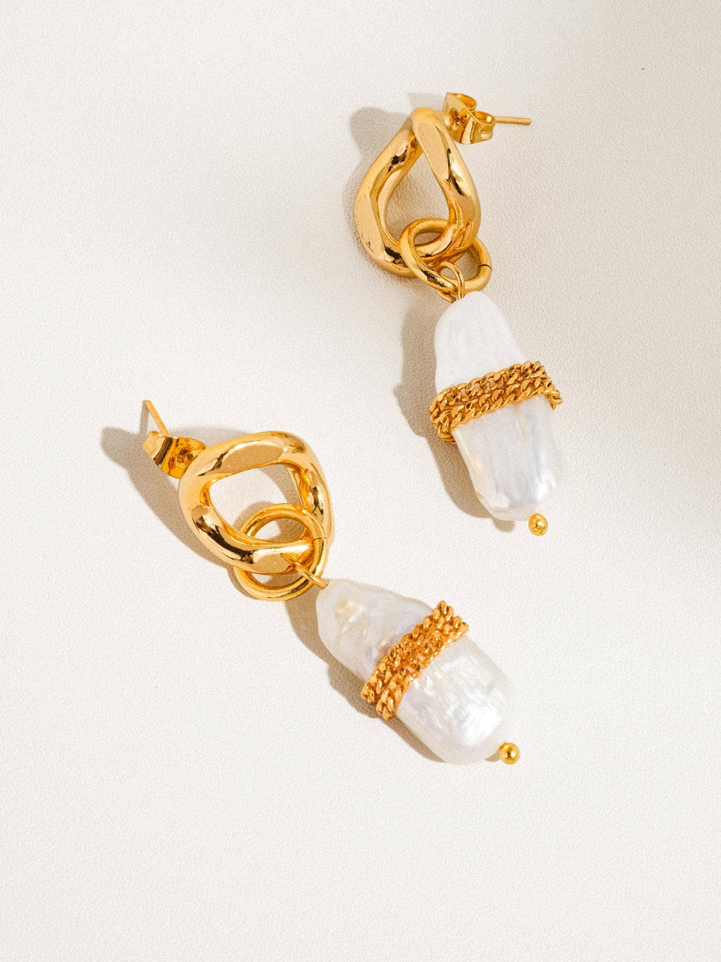 Euphoria 18K Gold Natural Baroque Pearl Earrings