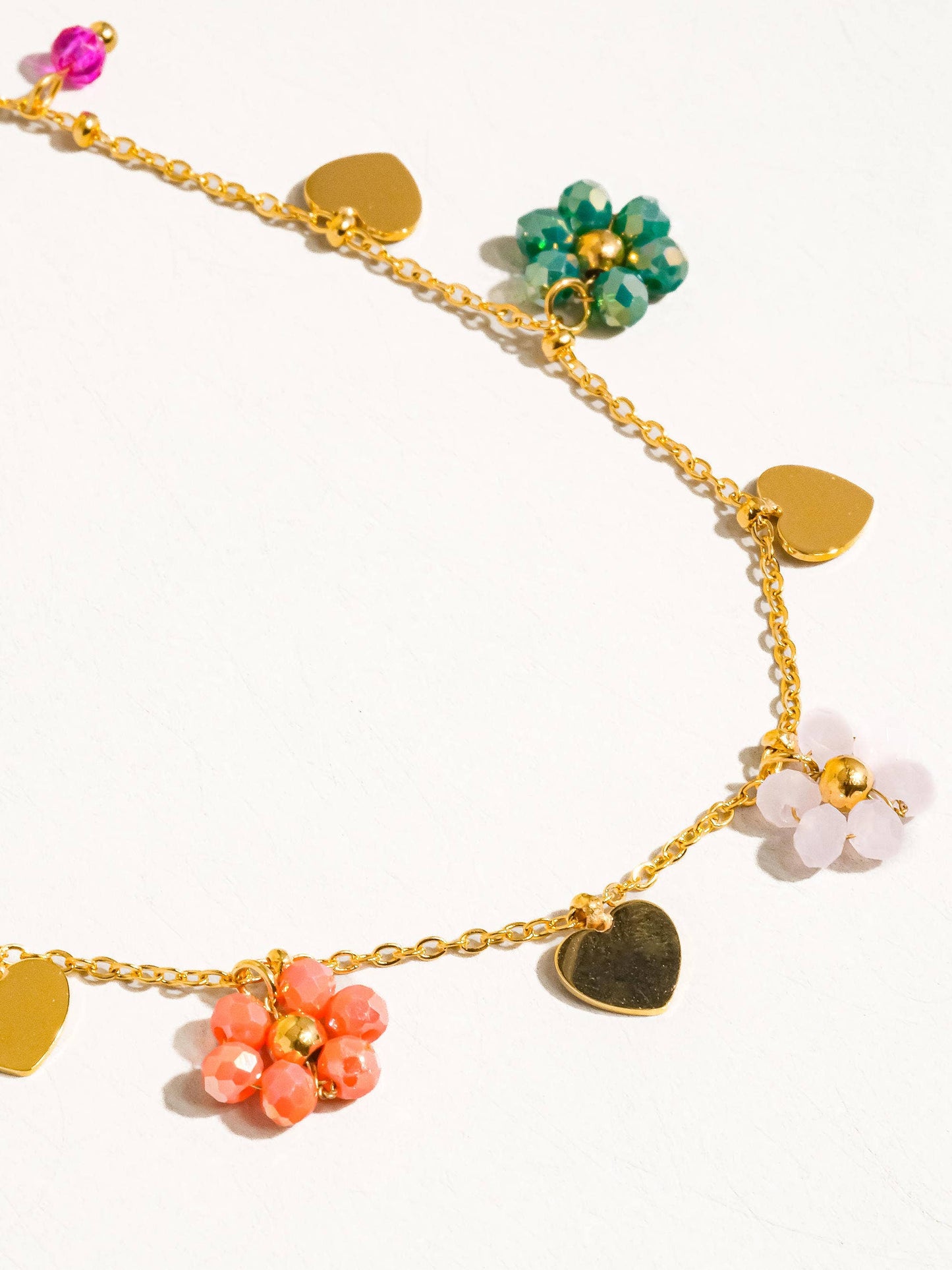 Melvin 18K Gold Non-Tarnish Flower & Hearts Necklace