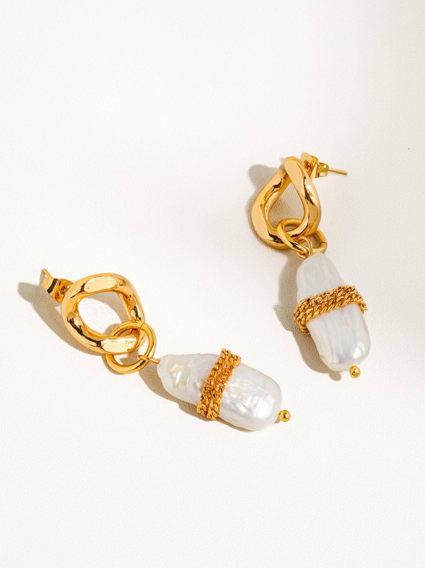 Euphoria 18K Gold Natural Baroque Pearl Earrings