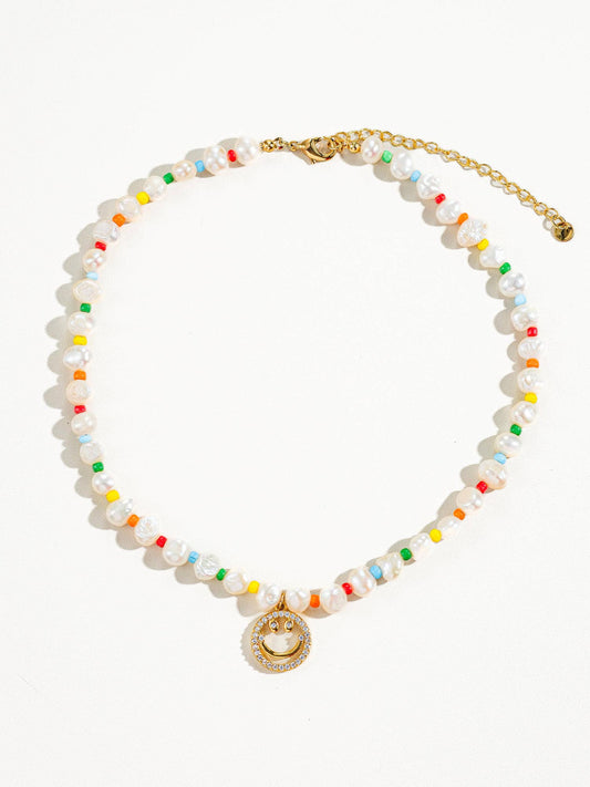 Willa Colorful Emoji Necklace Beaded Pearl Necklace