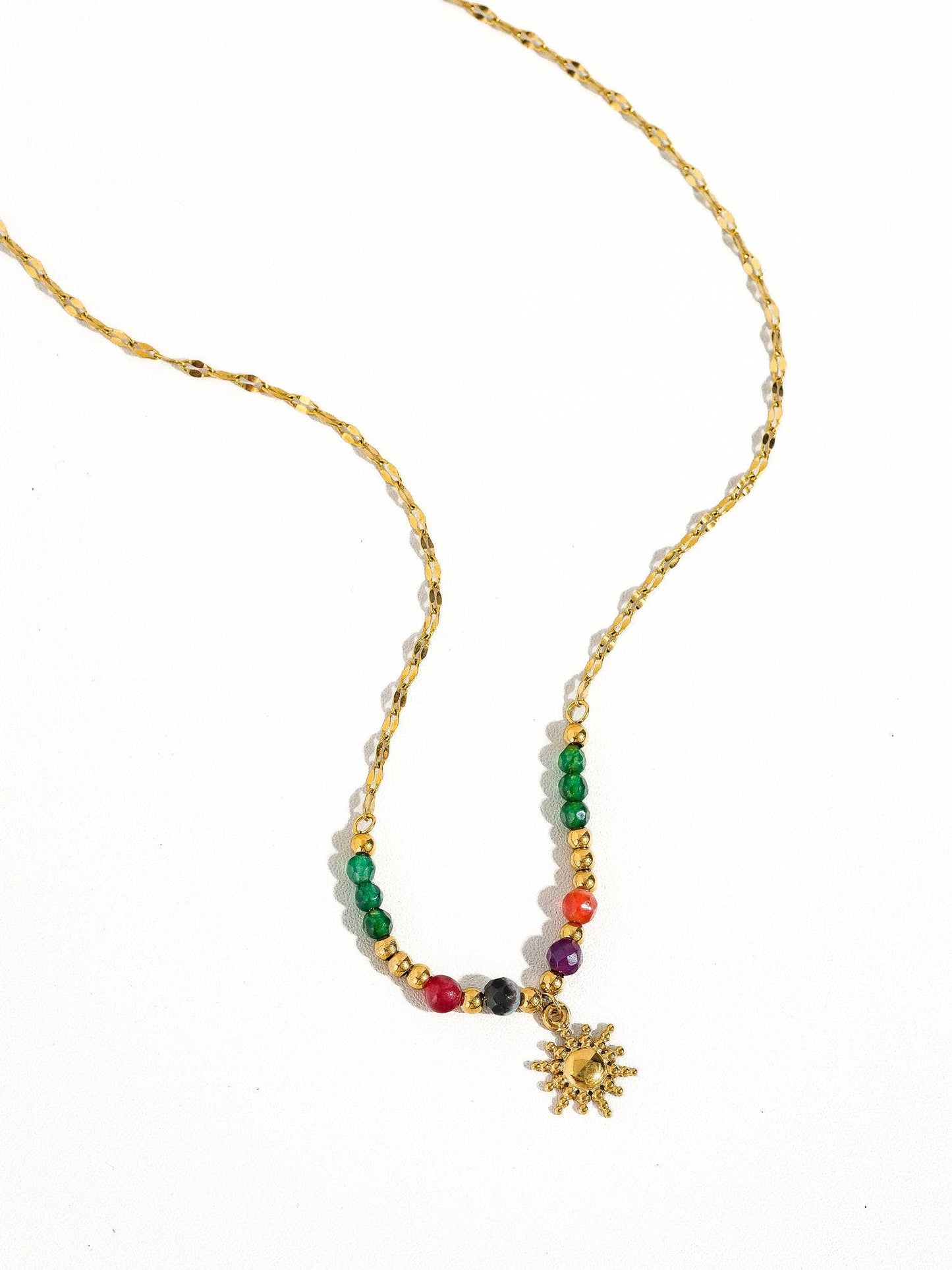 Olimpia 18K Gold Sun Necklace with Beads