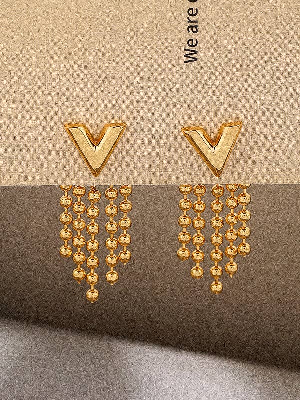 18K Gold Plated V Tassel Earring