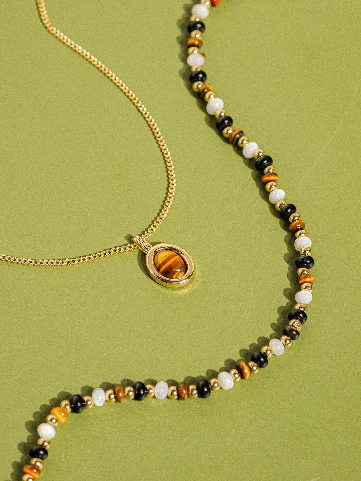 Contemporary Stacked Beads and Gemstone Necklace