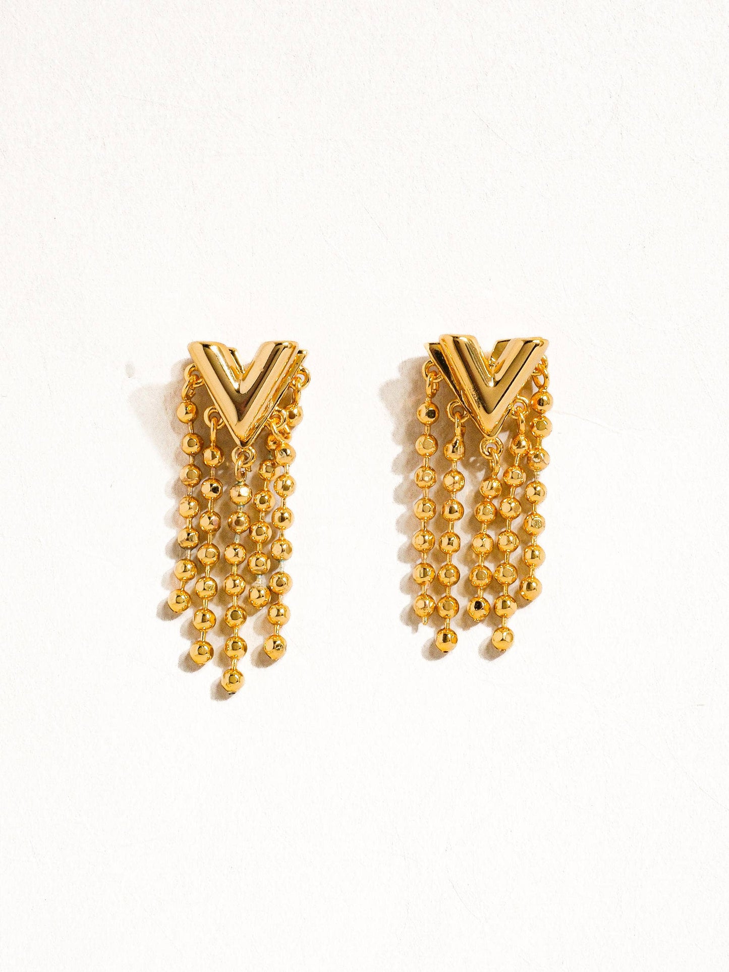 18K Gold Plated V Tassel Earring