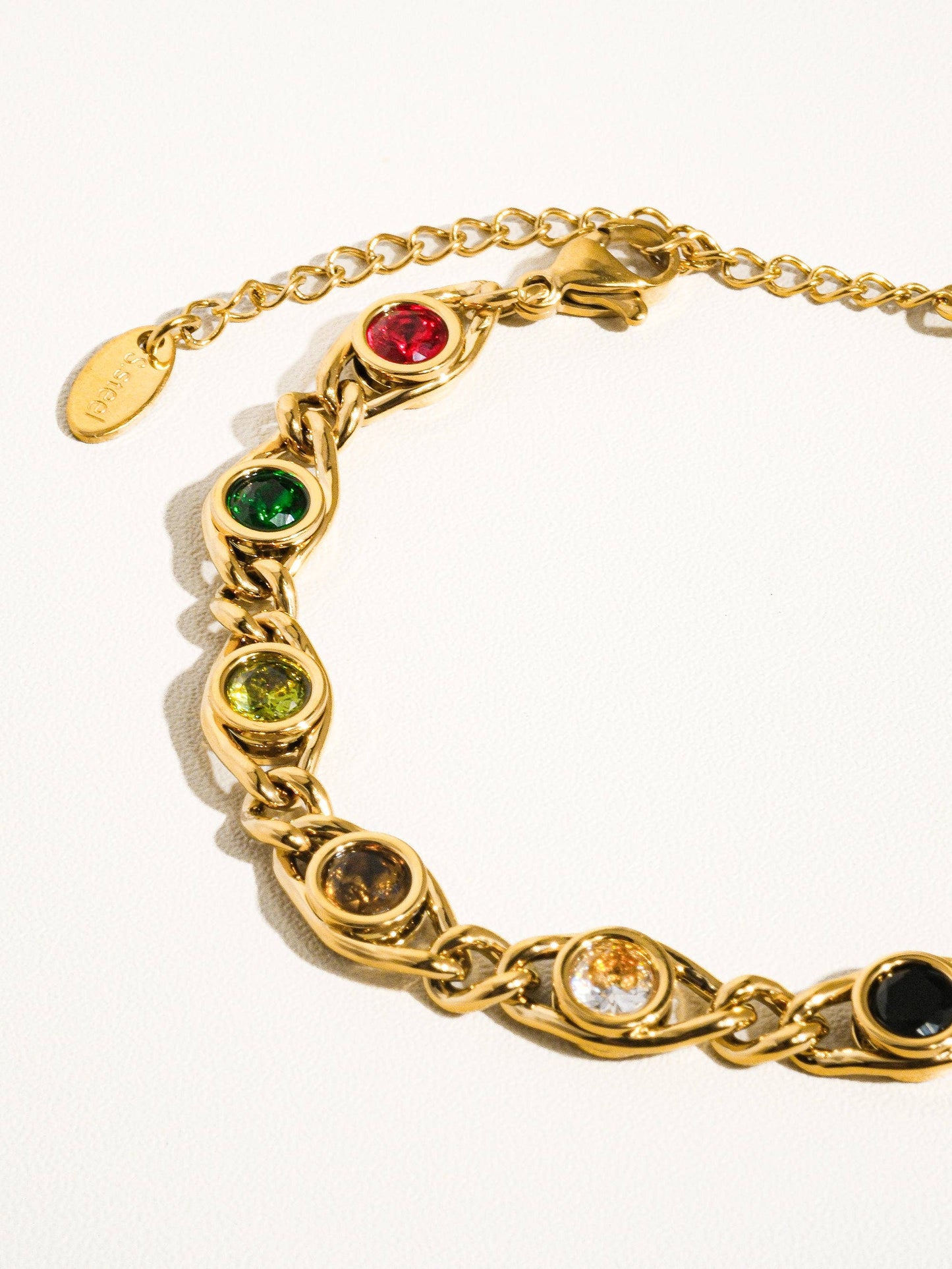 Gold-Plated Colored Cubic Zirconia Necklace – Vintage Spanish-Inspired Elegance