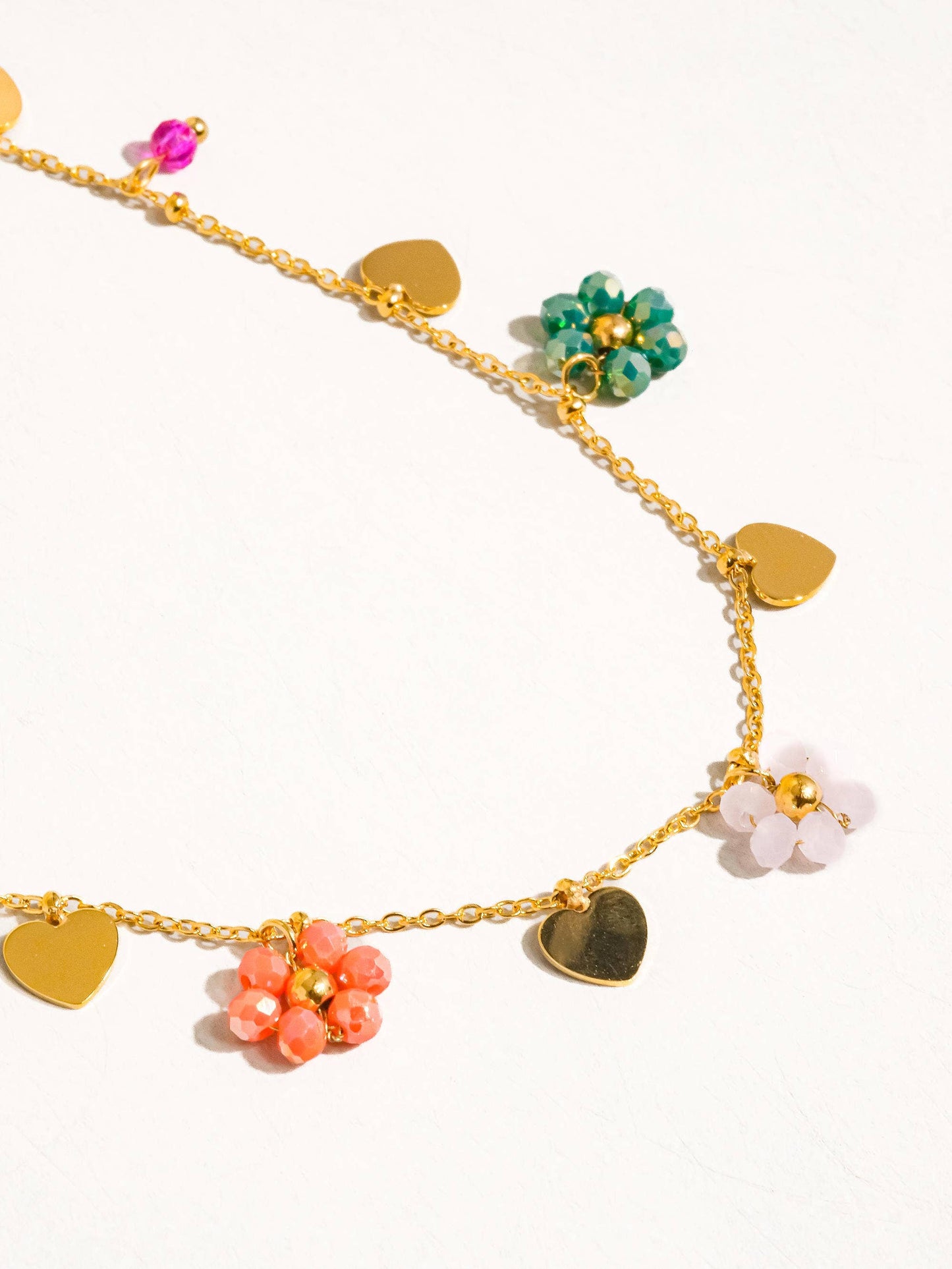 Melvin 18K Gold Non-Tarnish Flower & Hearts Necklace