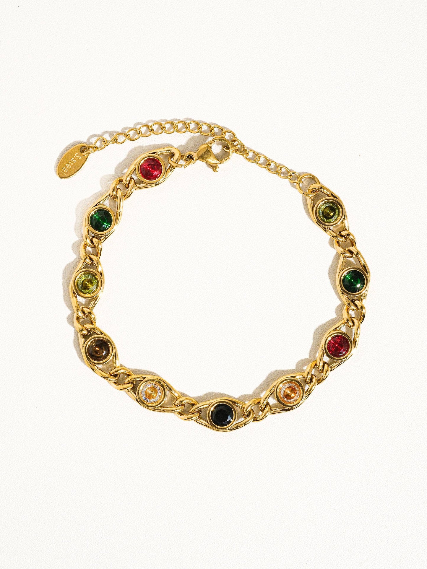 Gold-Plated Colored Cubic Zirconia Necklace – Vintage Spanish-Inspired Elegance