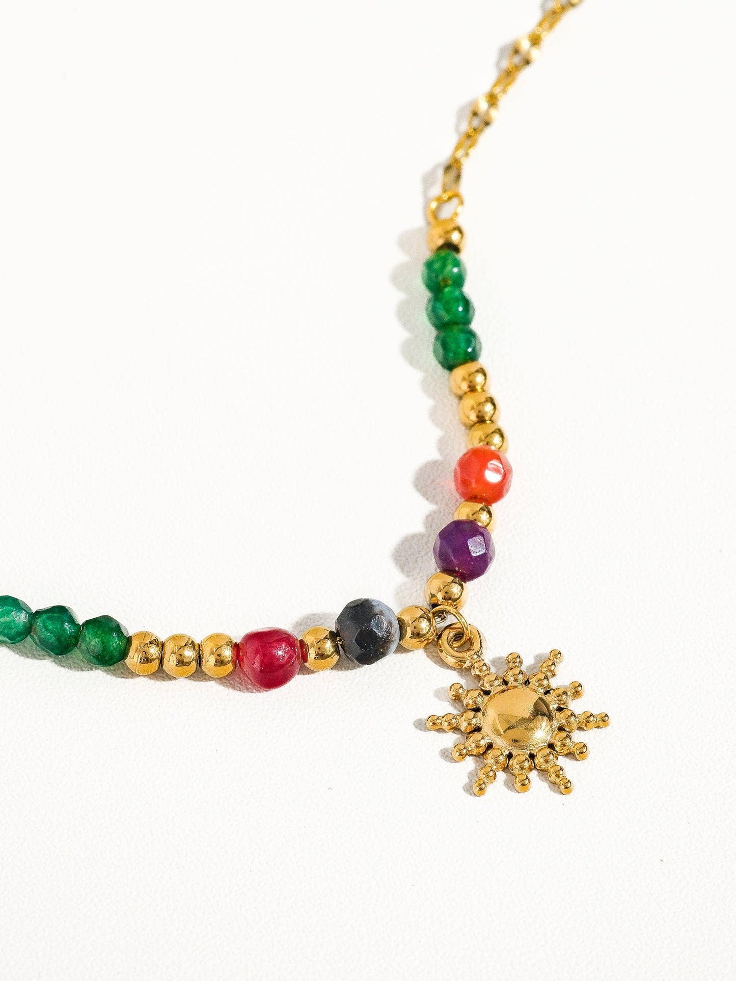 Olimpia 18K Gold Sun Necklace with Beads