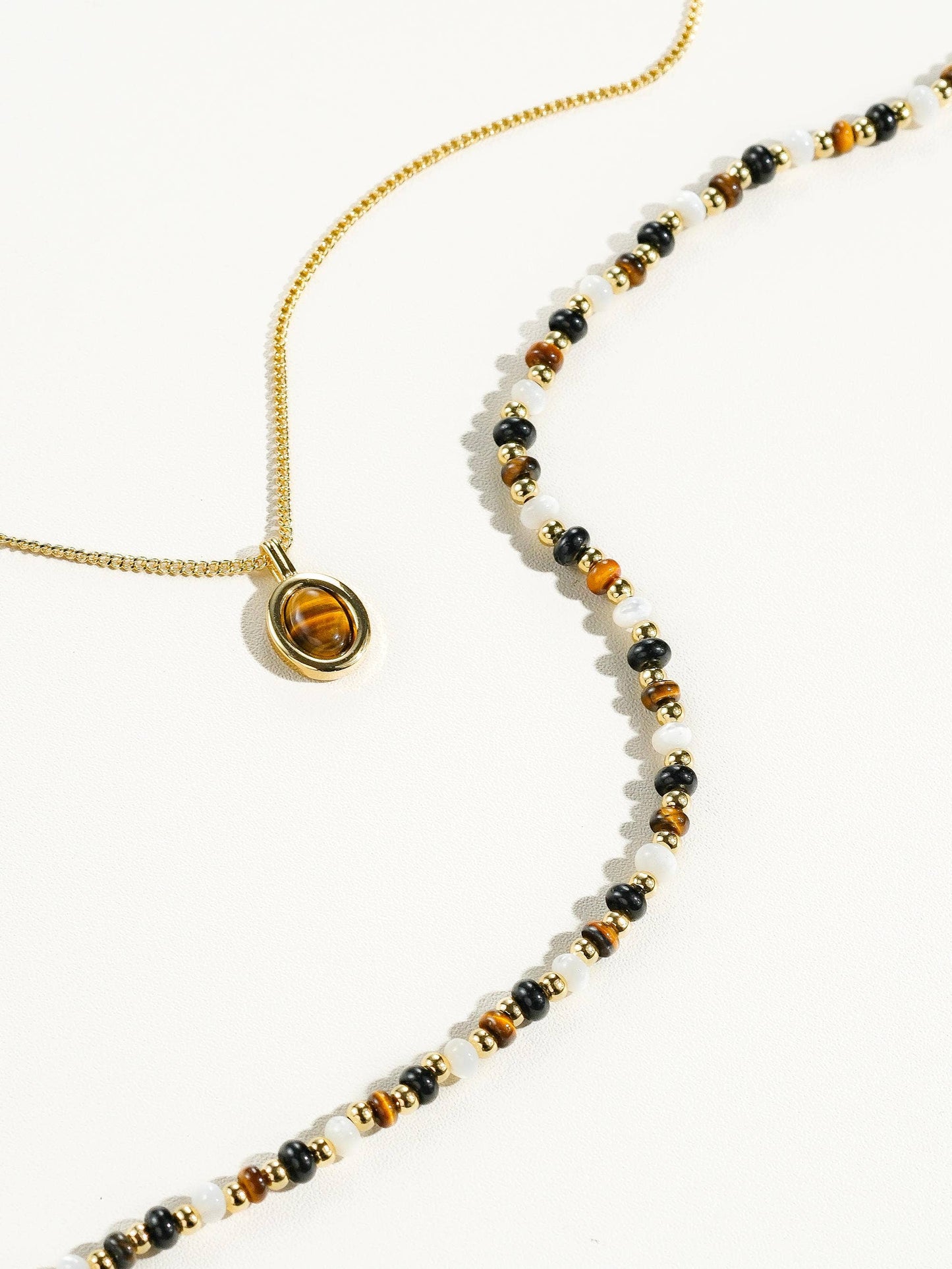 Contemporary Stacked Beads and Gemstone Necklace