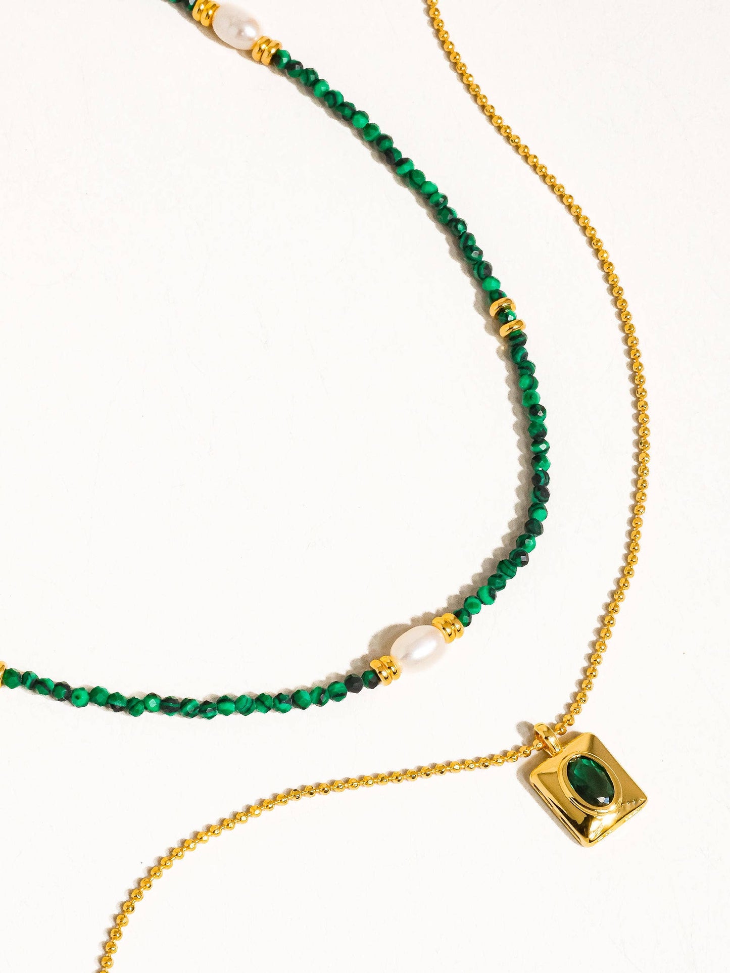 Harlynn 18K Gold Boho Green Beaded Layer Necklace