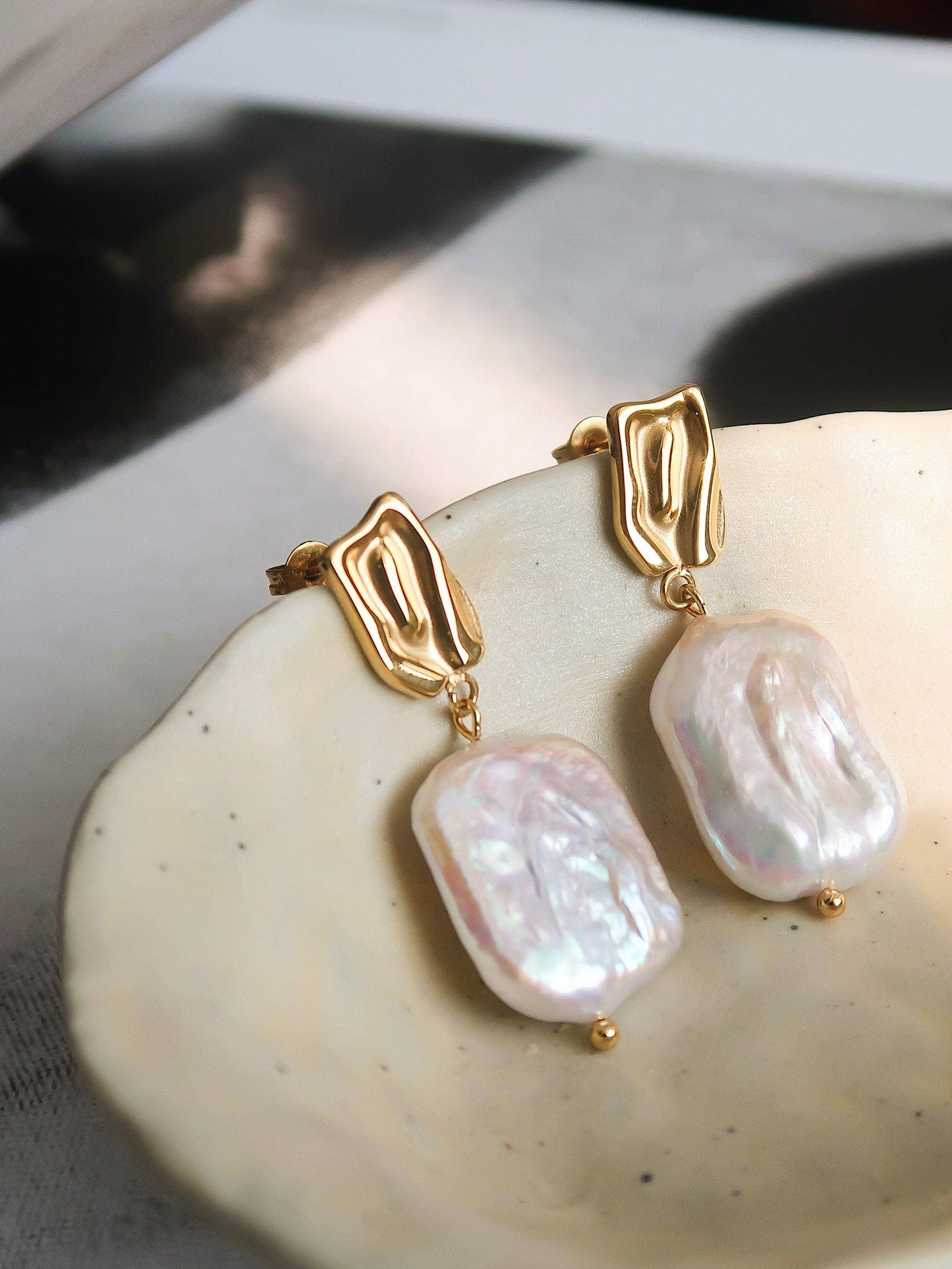 Charis Non-Tarnish Baroque Pearl Gold Earring