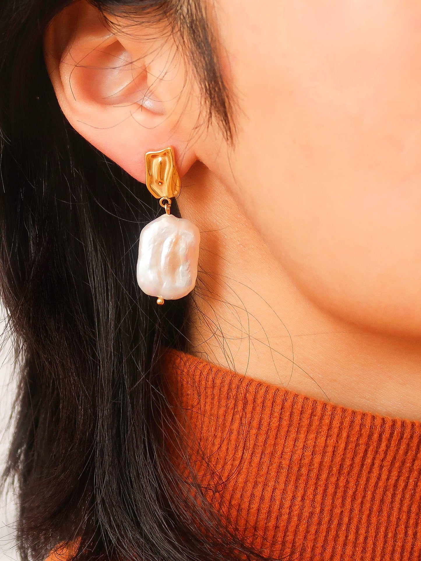 Charis Non-Tarnish Baroque Pearl Gold Earring